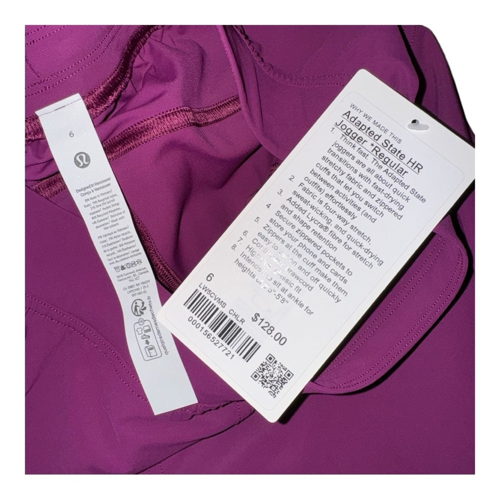 Lululemon Adapted State High-Rise Jogger *Full Length, Chilled Grape, Size 6 & 8 - Picture 9 of 9